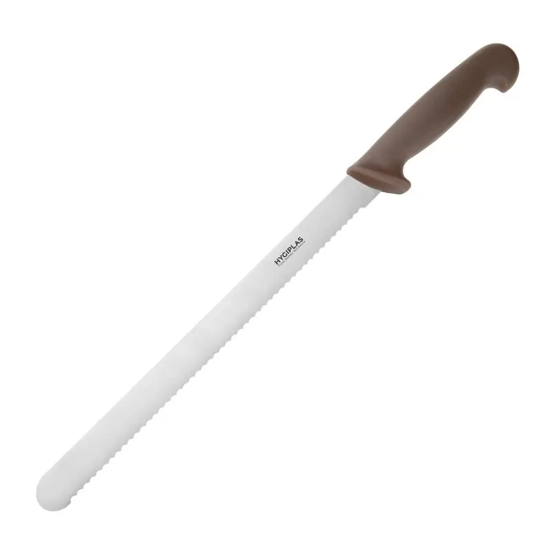 Couteau à génoise dentelé Hygiplas marron 30,5cm
