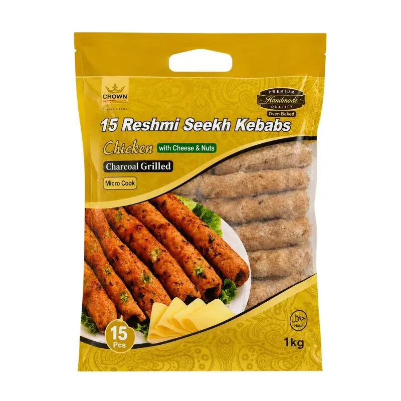 Crown Frozen Chicken Reshami Kebabs Charcoal with Cheese & Nuts - 1Kg