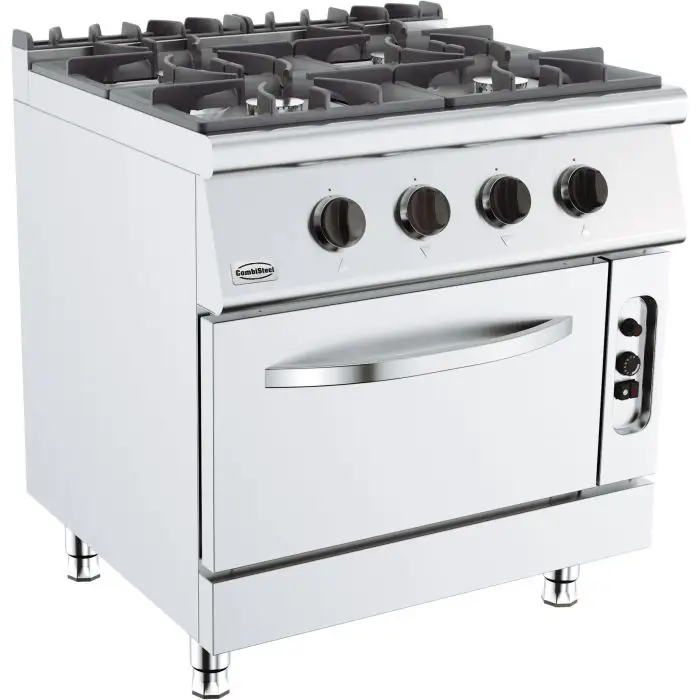 Cuisiniere a gaz professionnelle 4 bruleurs avec four à gaz 800x700