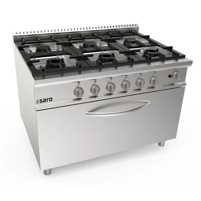 Cuisinière à gaz SARO + four à gaz, 6 brûleurs LQ / CUG6FM - 423-8020