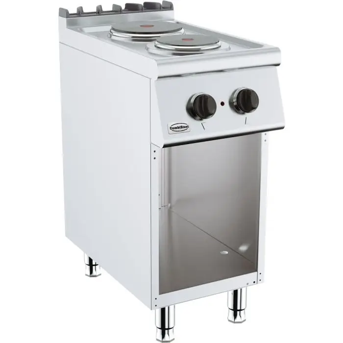 Cuisiniere pro électrique 2 plaques sur coffre 400x700
