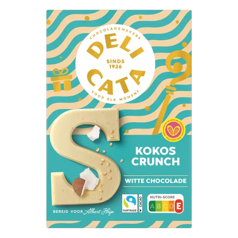 Delicata Chocoladeletter wit kokos crunch