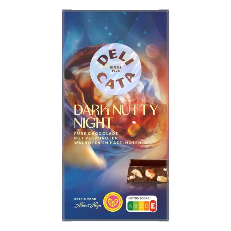 Delicata Reep dark nutty night pure chocolade