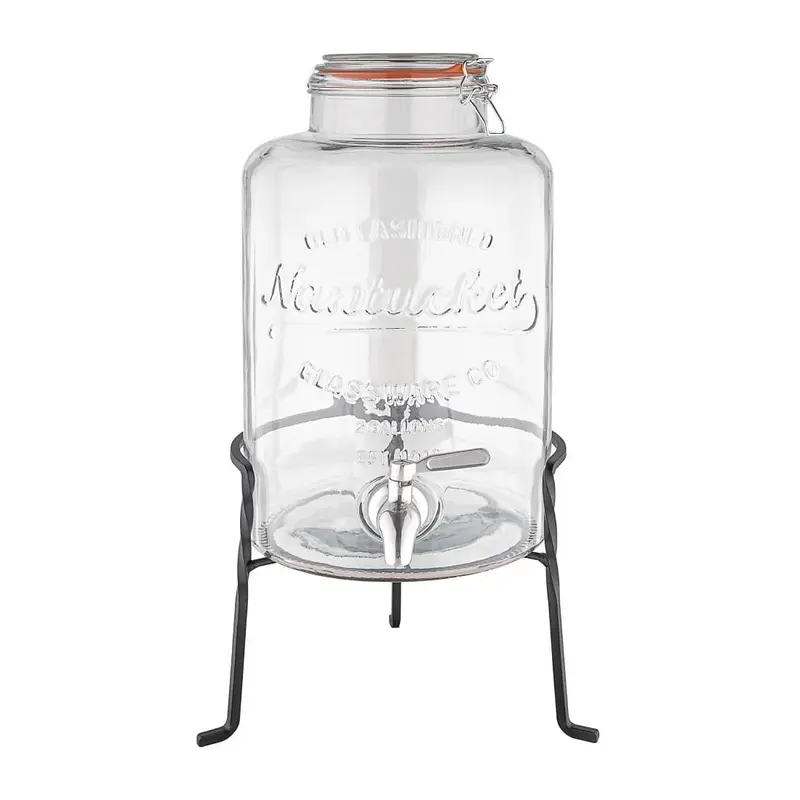 Distributeur d'eau rétro en verre avec socle métal Olympia 8,5L