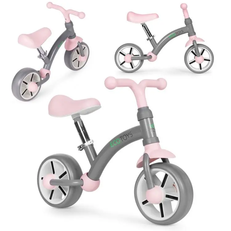 ECOTOYS Loopfiets - EVA Wielen - Verstelbaar Zadel - Grijs - 3+