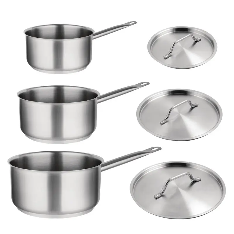 Ensemble 3 casseroles et couvercles inox Vogue Cook Like A Pro