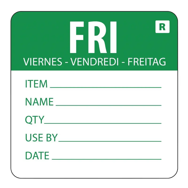 Etiquette amovible Hygiplas jour de la semaine Vendredi (lot de 500)