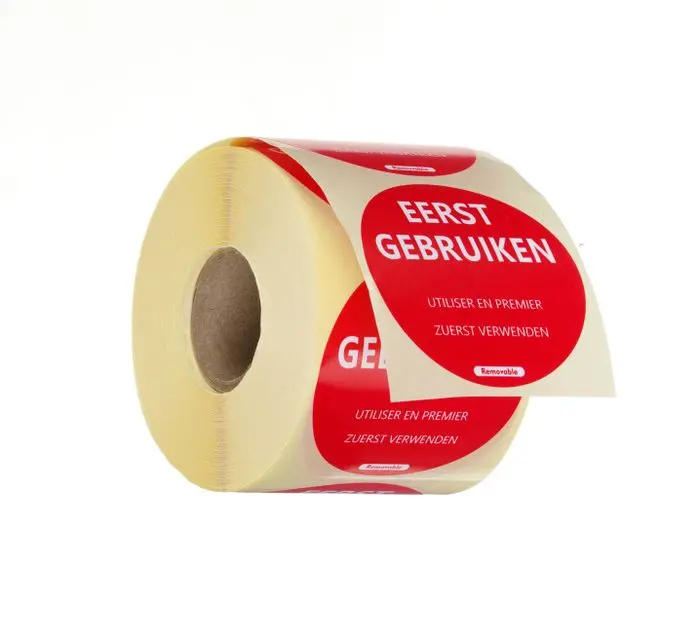 Étiquettes autocollantes pour la sécurité alimentaire, multi-usages, faciles à retirer, « UTILISER EN PREMIER », HENDI, Rouge, 500 u., ⌀50mm — 850565