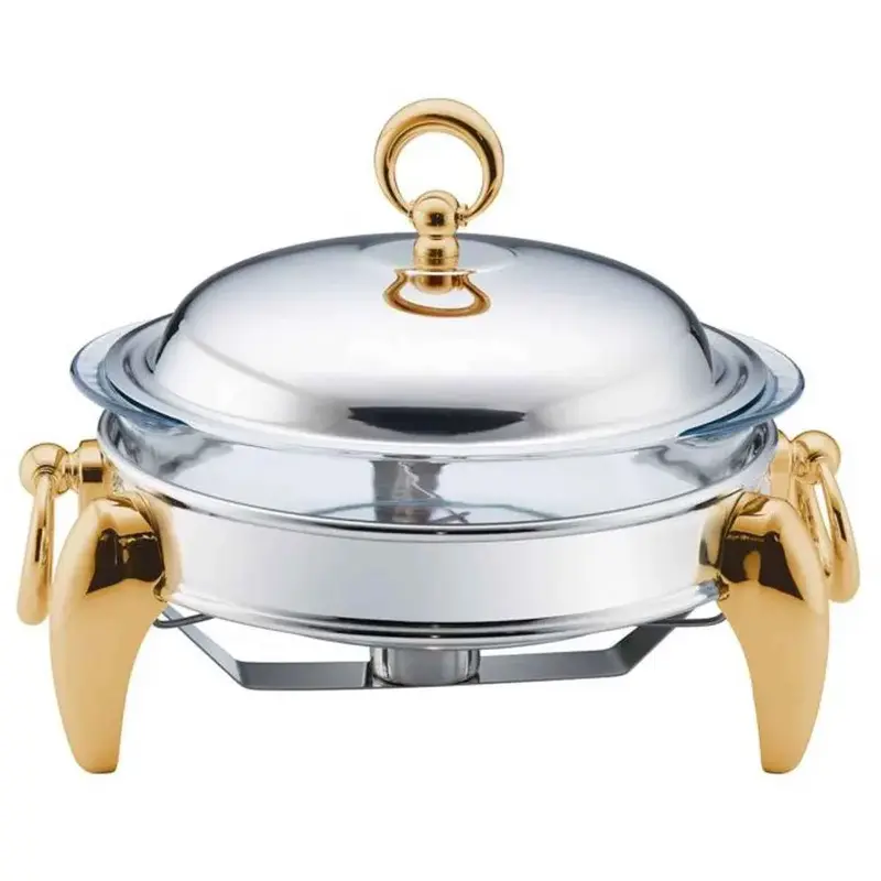 Ferveo Calef Rechaud - 2L - Zilver/Goud - Voedselwarmhouder - Buffetwarmer