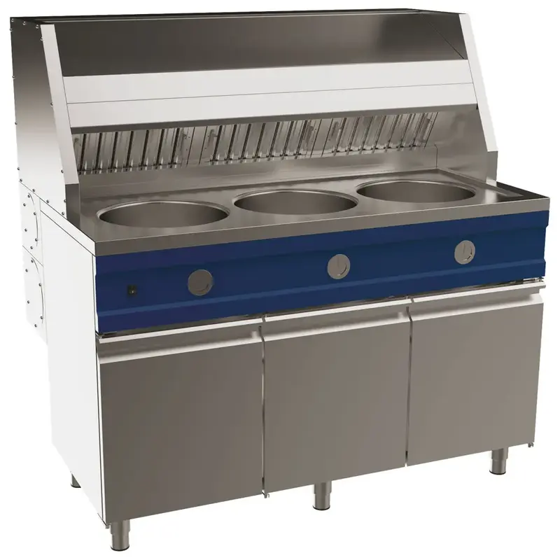 Friteuse à gaz professionnelle 3 × 13 L sur meuble | Mastro