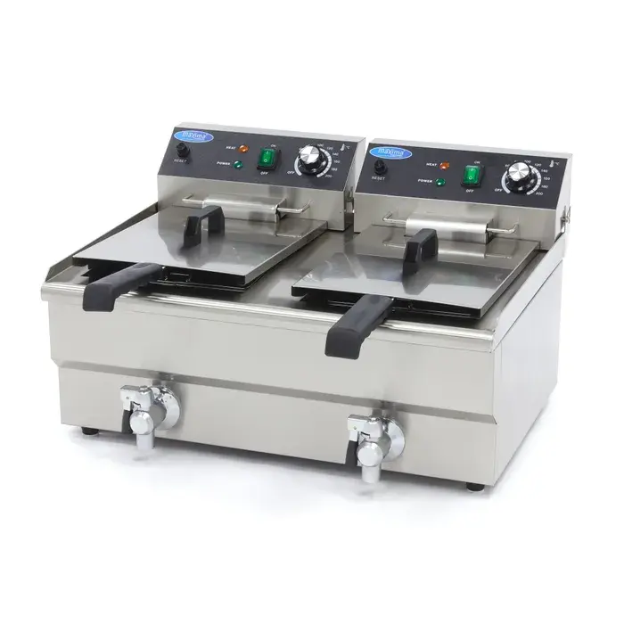 Friteuse électrique professionnelle Maxima – 2 x 13 L avec robinets de vidange