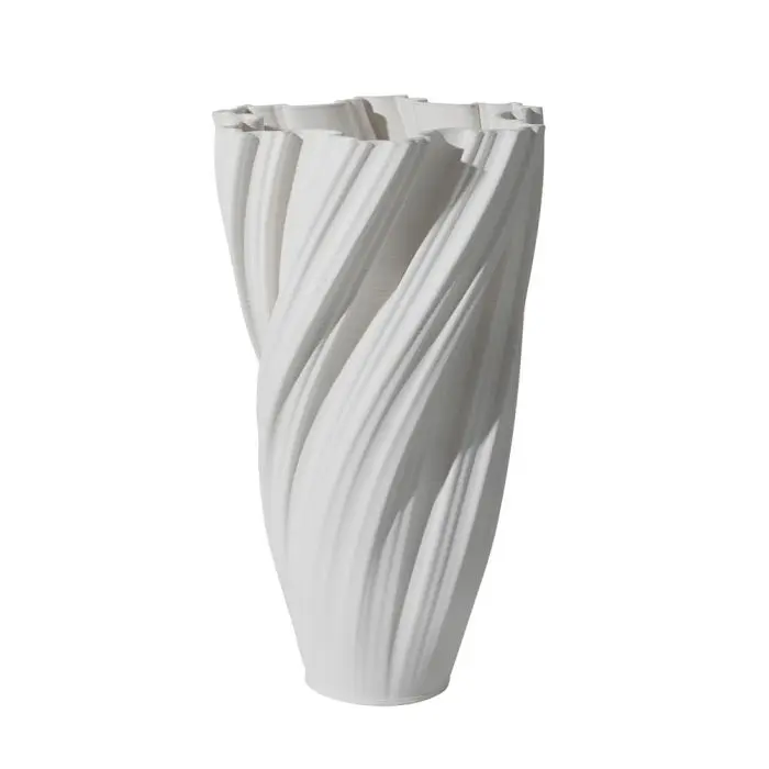 Fugurato Donna Vaas Wit - Keramiek met Gedraaid 3D-Reliëf - Ø20,5 x H34,5 cm
