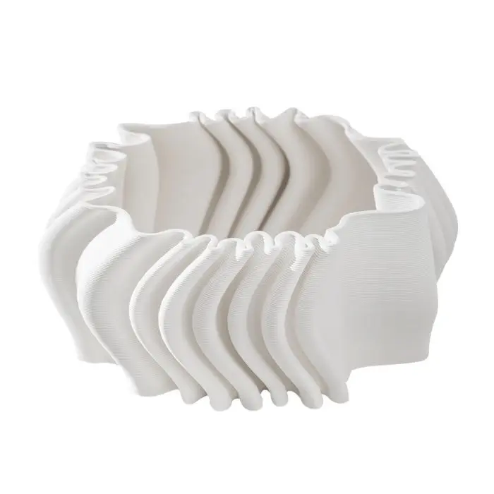 Fugurato Ella Schaal Wit - Keramiek met Golvend 3D-Reliëf - Ø37 x H14 cm