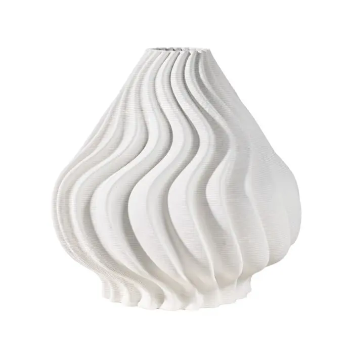 Fugurato Esta Vaas Wit - Keramiek met Golvend 3D-Reliëf - Ø22 x H26 cm