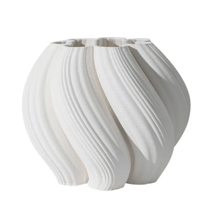 Fugurato Luca Vaas Wit - Keramiek met 3D-Ribbelstructuur - Ø25,7 x H20 cm