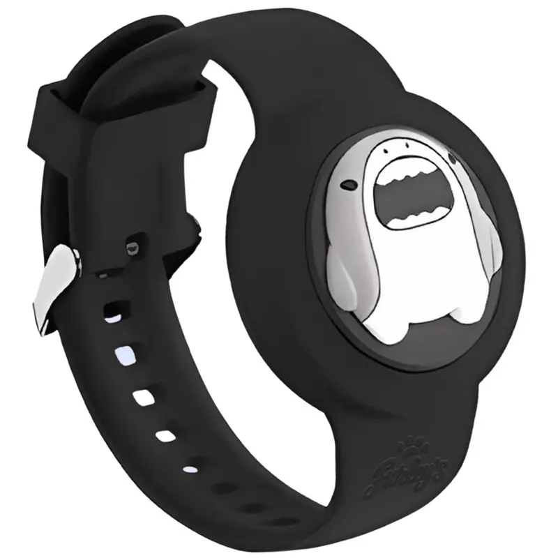 Furley’s Waterdichte Armband voor Kinderen - Zwarte Haai - Geschikt voor Apple AirTag - Verstelbare Siliconen Band - Veilig & Comfortabel