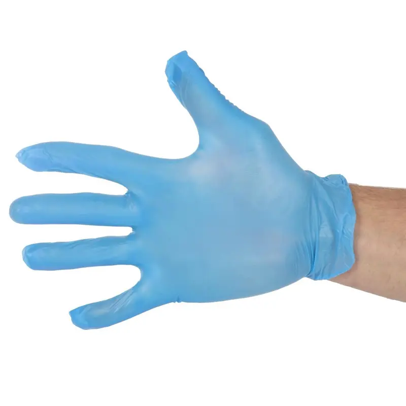 Gants alimentaires en vinyle non poudrés Hygiplas bleus M (lot de 100)