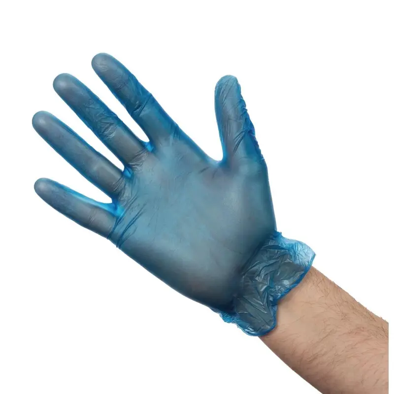 Gants alimentaires en vinyle poudré Hygiplas bleus M (lot de 100)