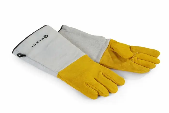 Gants barbecue en cuir résistants à la chaleur - 2 pièces, HENDI, 2 u., (L)460mm — 556689