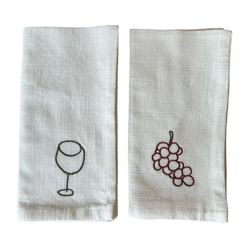 Geborduurde servetten Wine & Grapes 45x45cm (set van 2)