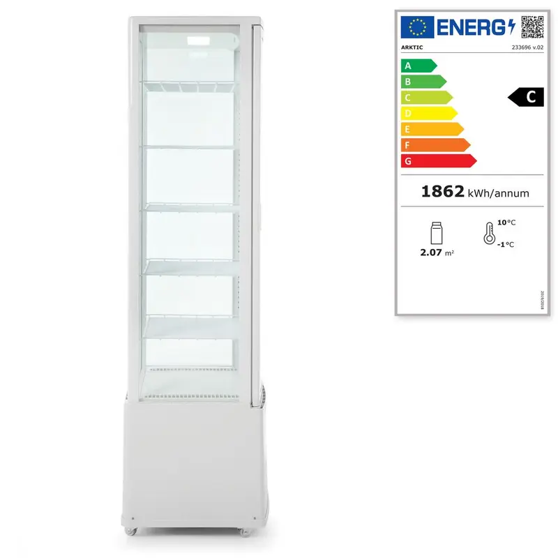 Gekoelde displaykast wit280 l anti-condens 1913mm hoog 1/box
