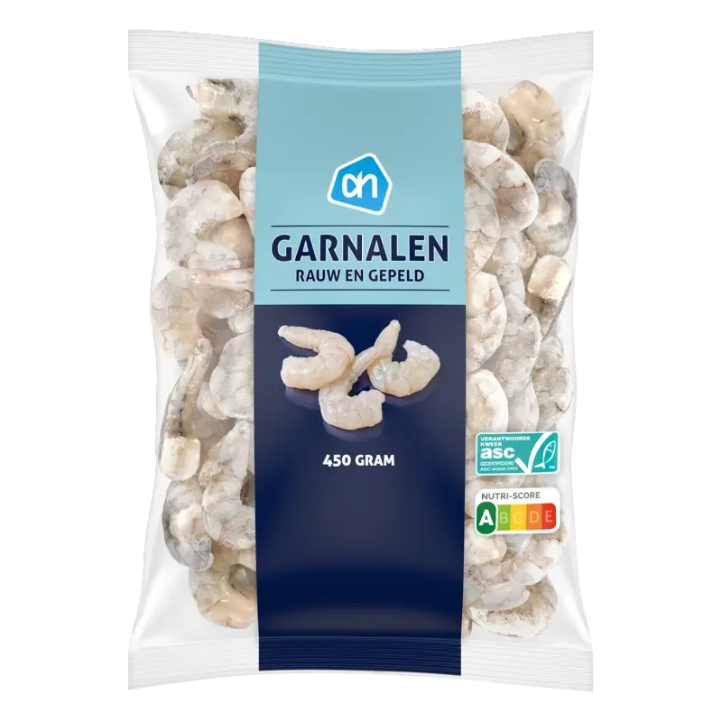 Gepelde roze garnalen rauw