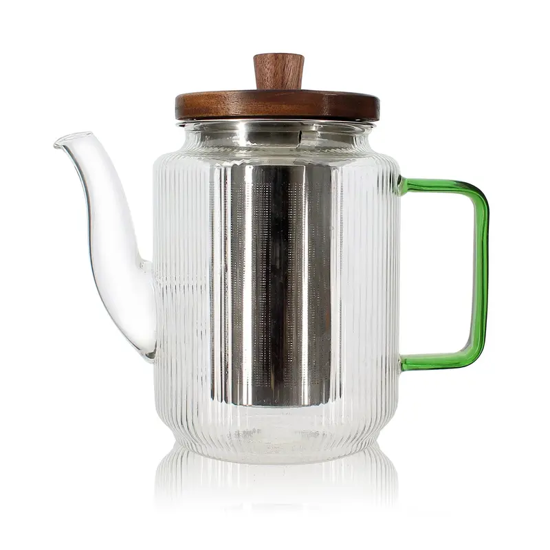 Glazen theepot 550 ml - Met filter, jadegroen handvat | Karl