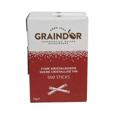 Graindor Fine Crystal Sugar 4 Gram Sticks 500 Piece