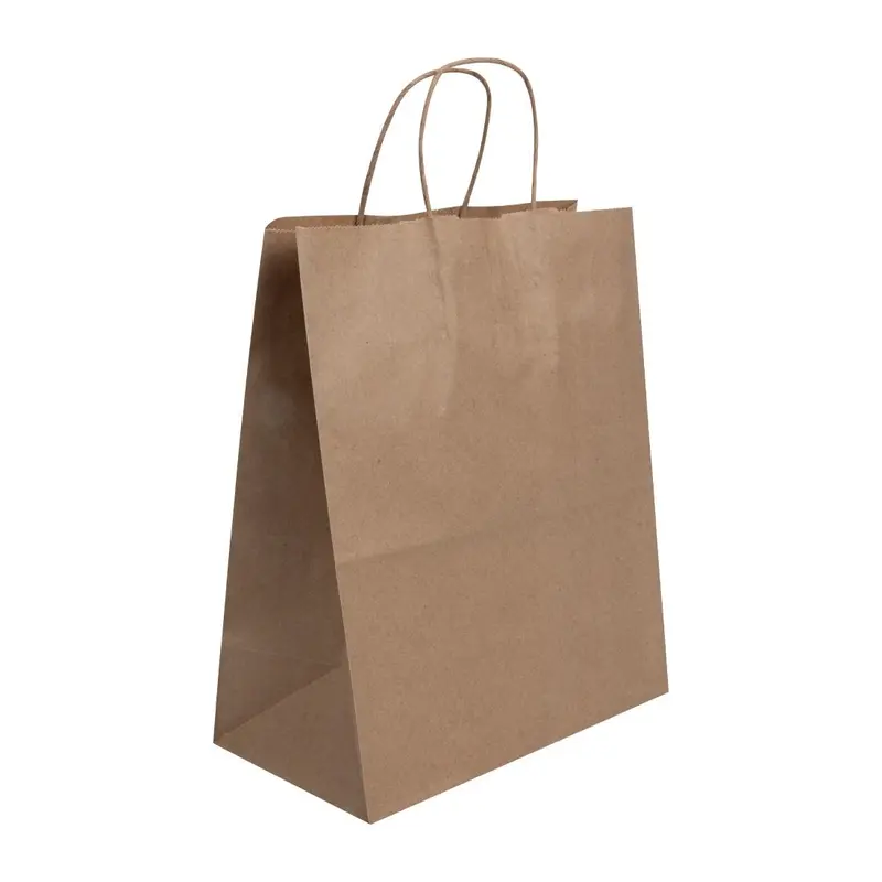 Grands sacs en papier avec poignée torsadée Fiesta Recyclable marron (lot de 250)