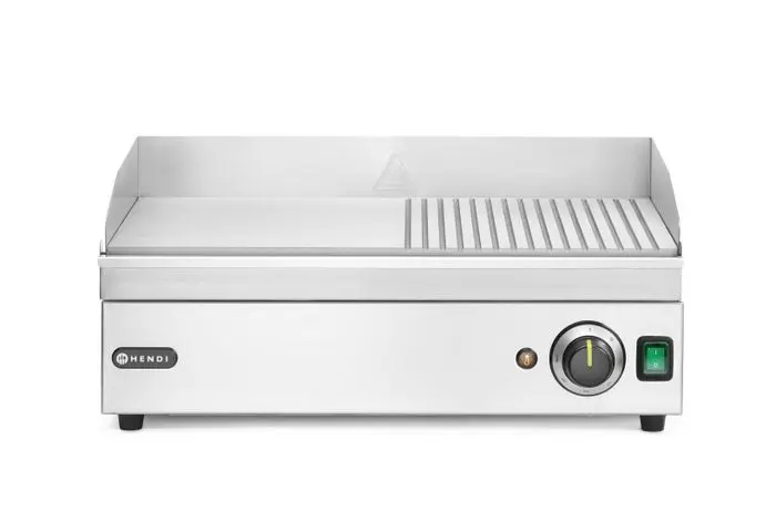 Grill - moitié rainuré, HENDI, Kitchen Line, 230V/2400W, 527x404x(H)233mm — 154946