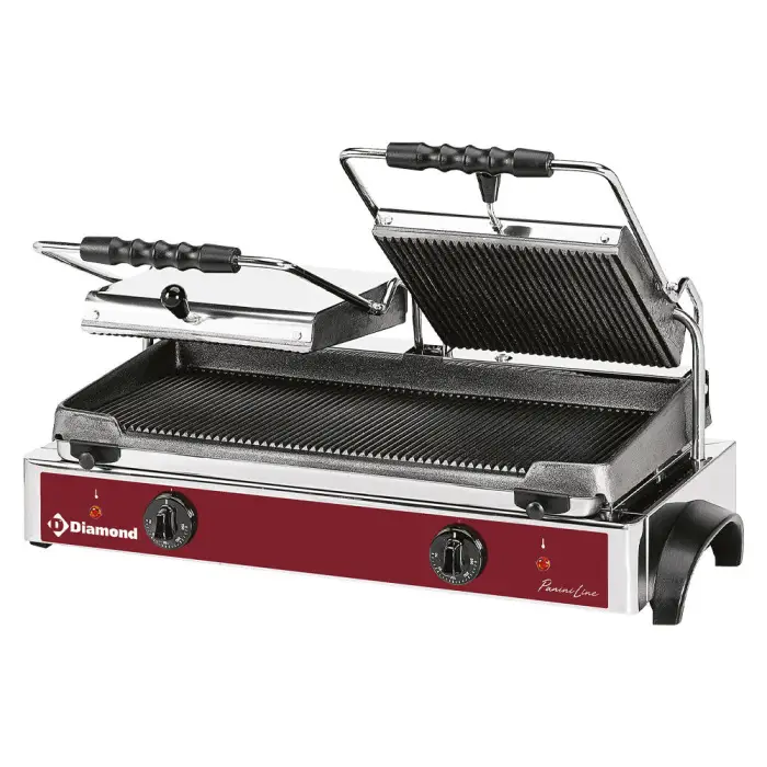Grill panini électrique DOUBLE, plaques rainurées GR82