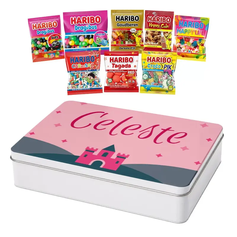 Haribo Mega-Fête - volledig gepersonaliseerd cadeau - extra large tinnen blik - 800g