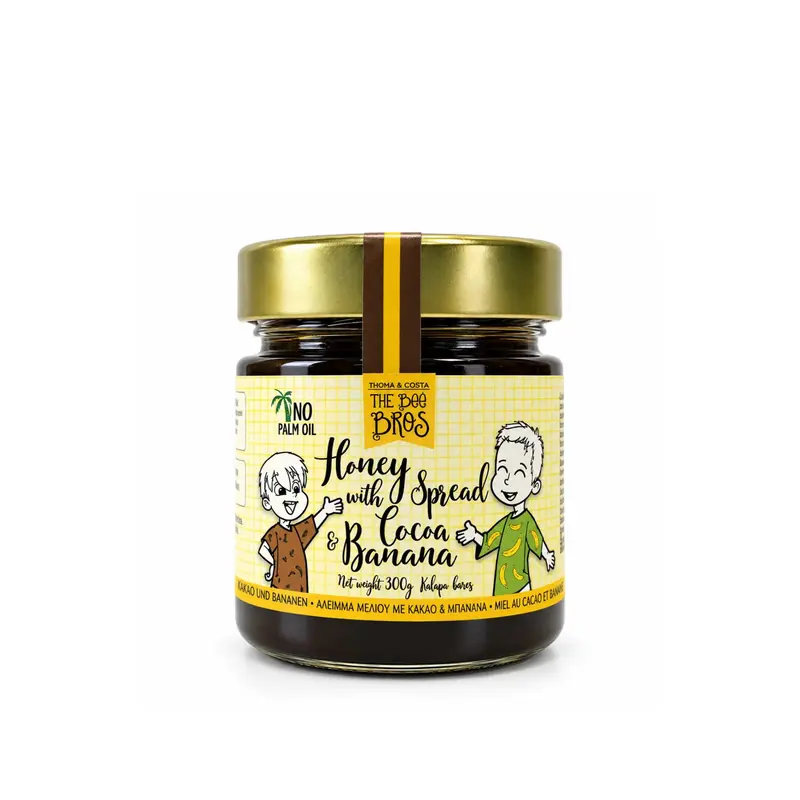 Honingbeleg cacao en banaan 300g Griekenland The Bee Bros