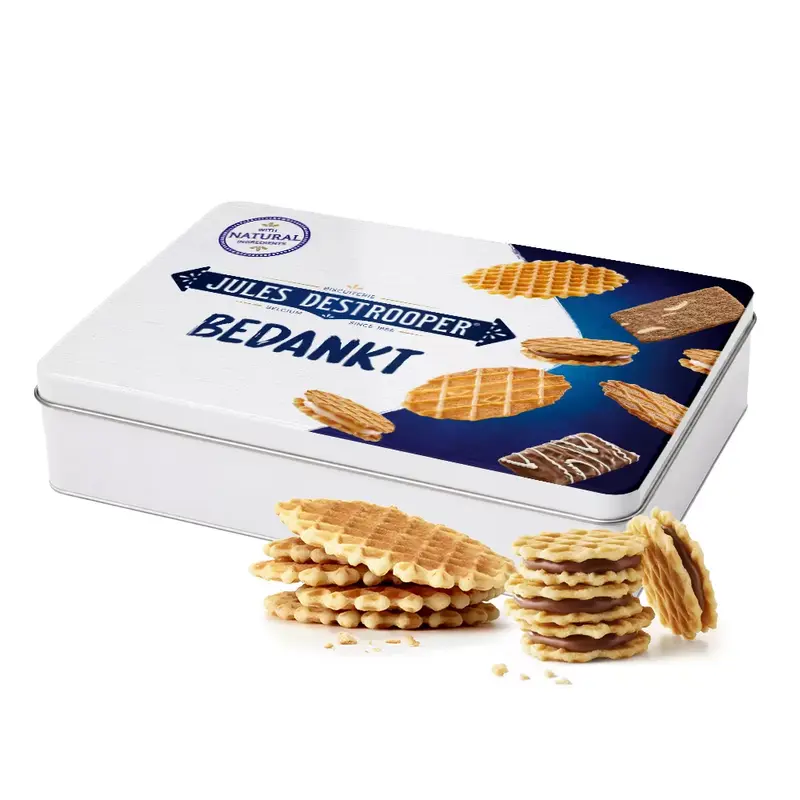 Jules Destrooper Jules’ Finest “BEDANKT” - XL tinnen koekjesblik - 250g