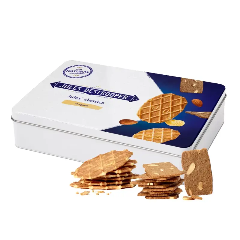 Jules Destrooper XL Jules' Classics - Natuurboterwafels & Fijne amandelkoekjes - tinnen blik - 350g