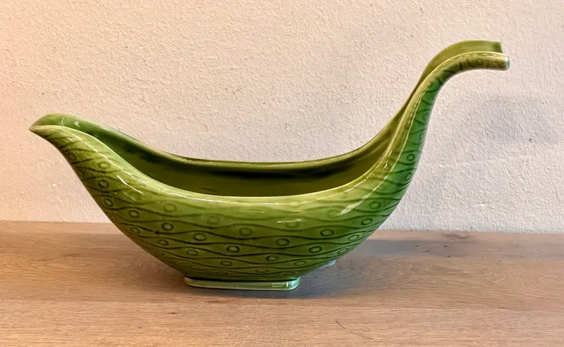 Juskom / Sauskom - Boch Frères Belgium - décor NEW TIME uitgevoerd in groen - 1955