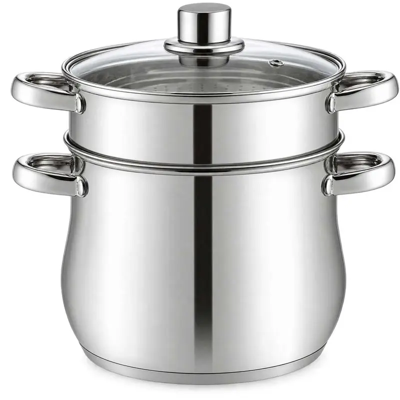 Kadirelli Couscous Pan met Deksel - Ø24cm - 8L - Zilver - RVS - Inductie