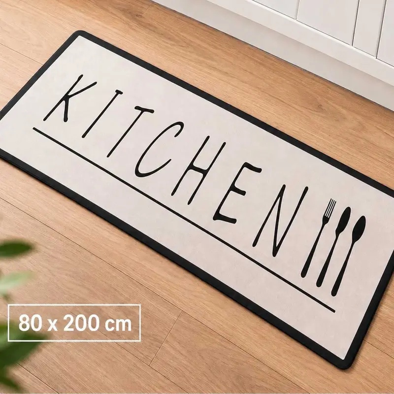 Kadirelli Keukenloper Kitchen - Beige - 80x200 cm - Vloerkleden - Keuken Tapijt - Keukenmat - Loper Tapijt - Loper Vloerkleed