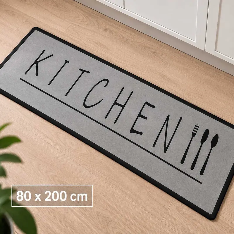 Kadirelli Keukenloper Kitchen - Grijs - 80x200 cm - Vloerkleden - Keuken Tapijt - Keukenmat - Loper Tapijt - Loper Vloerkleed