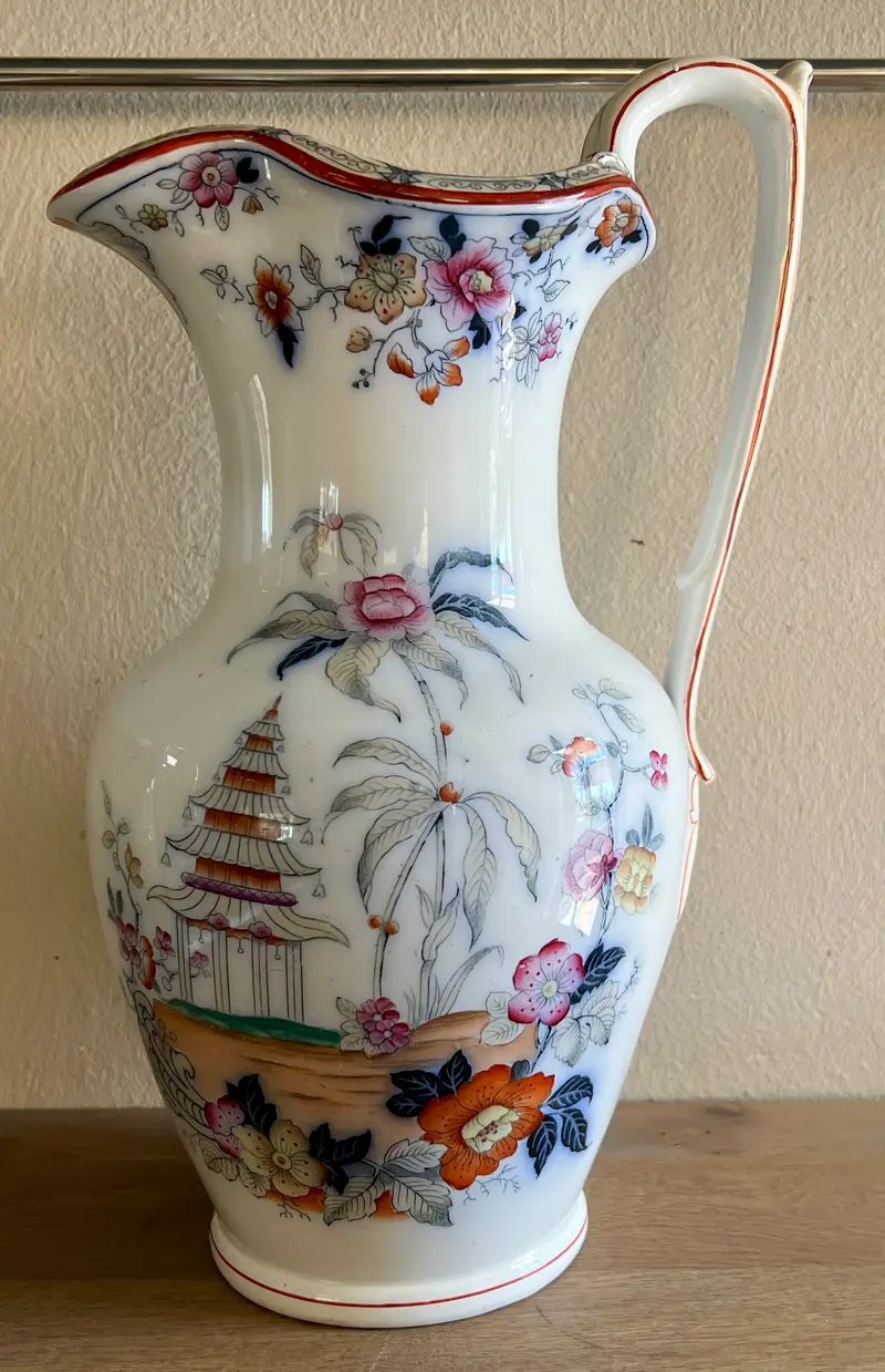 Kan / Lampetkan - Petrus Regout - decor VESTA met Oosterse bloemen/tafereel