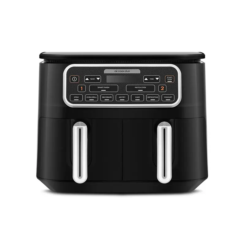 Karaca Air Cook Duo Thuis koken XXXL 8 Liter Airfryer, Black Chrome, 8 Persoons
