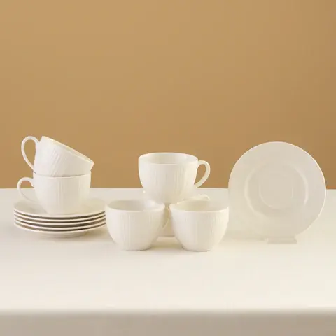 Karaca Anna Embossed Theekopjesset Voor 6 Personen, 220 Ml