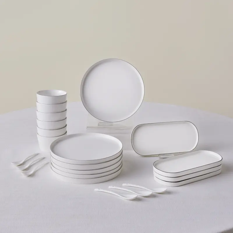 Karaca Forever Bone Bomo 22-delige Ontbijtset voor 6 Personen – Platina