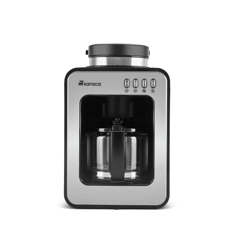 Karaca Grindmaestro Filterkoffiezetapparaat met Ingebouwde Molen, 0,5L, 600W, Inox