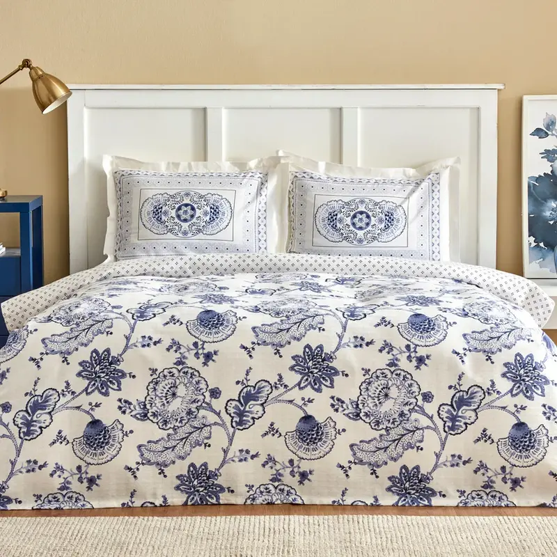 Karaca Home Amar blauwe eenpersoons dekbedovertrekset
