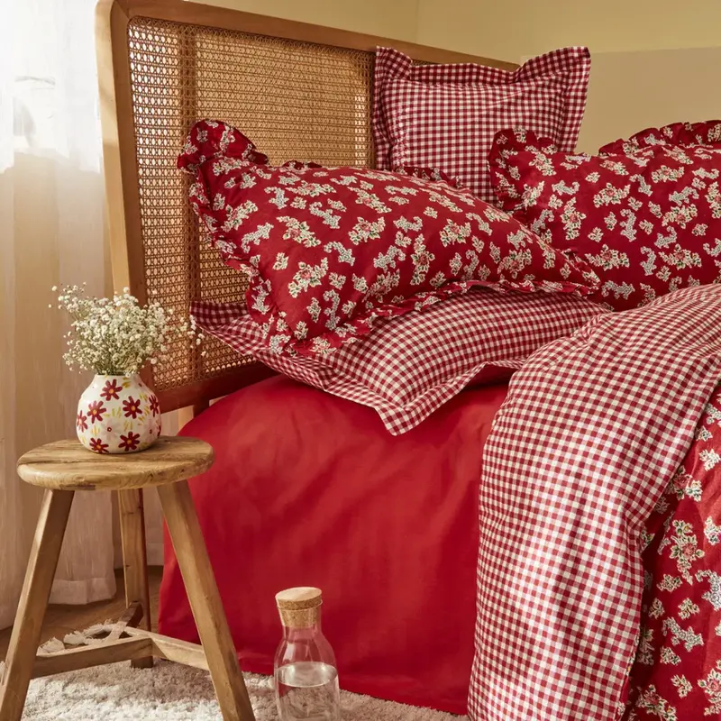 Karaca Home Carlo 100% katoenen eenpersoons dekbedovertrekset rood