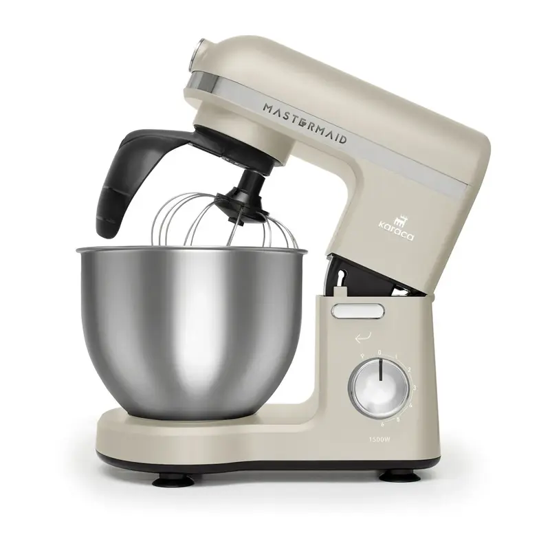 Karaca Mastermaid Chef Pro, Keukenmachine met Dubbele Arm, 1500 W, Zacht Crèmekleurig