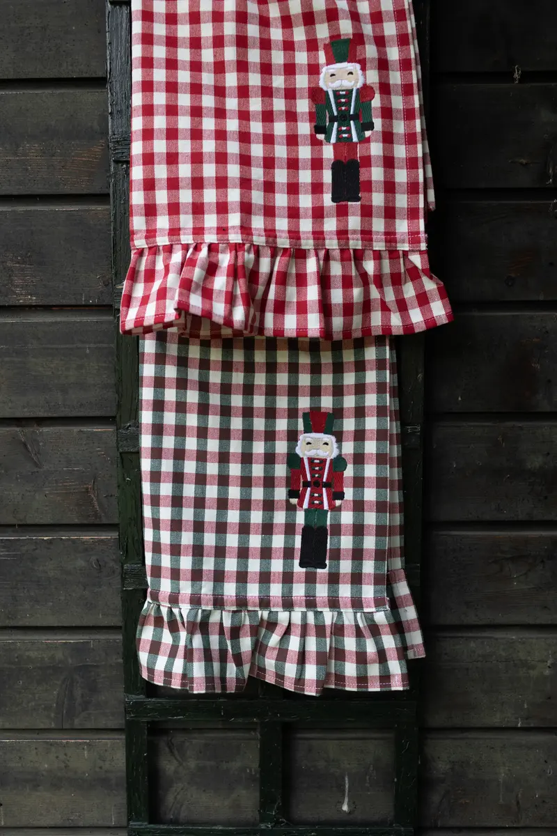 Keukenhanddoeken Anatole Red met notenkraker (set van 2)