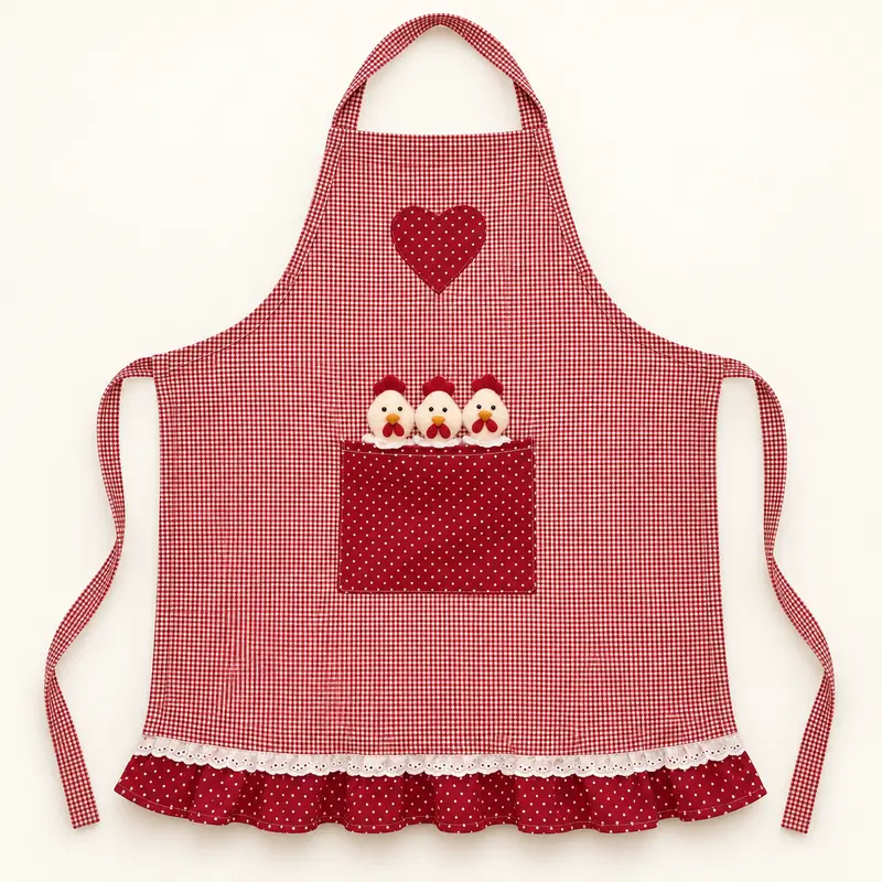 Kinderschortje met kipjes – rood