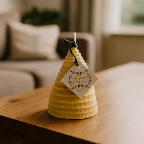 Kleine gerolde korfkaars van 100% pure bijenwas
